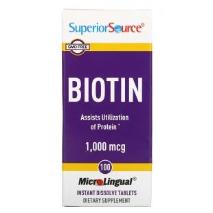 Superior Source Biotin 1000 mcg Sublingual Instant Dissolve Tablets - Hair, Skin, and Nails Growth Vitamins - 100 Count
